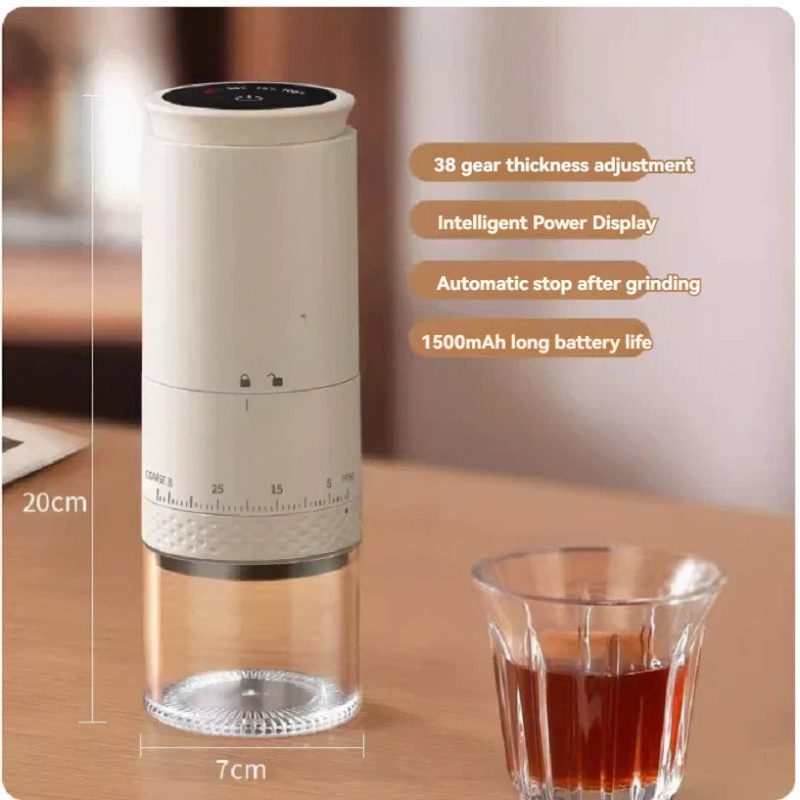 1500mAh Electric Coffee Grinder – Adjustable USB-C Rechargeable Burr Mill for Fresh Coffee - Image 3