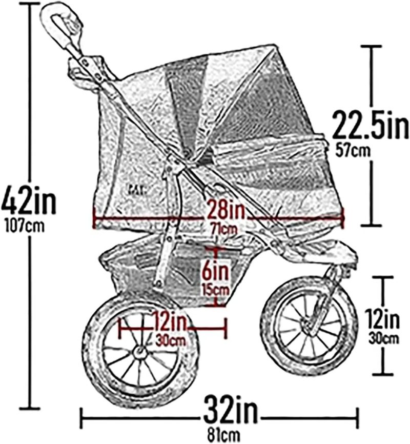 No-Zip NV Pet Stroller for Cats/Dogs, Zipperless Entry, Easy One-Hand Fold, Gel-Filled Tires, Plush Pad + Weather Cover Included, 3 colors - Image 9