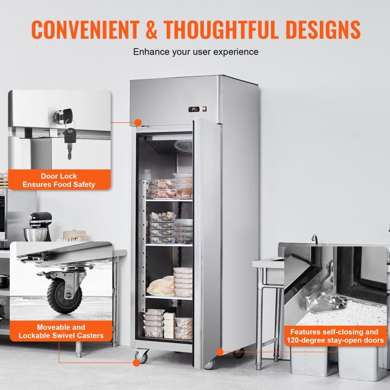 SKYSHALO Commercial Freezer 19.32 Cu.ft Reach In Upright Freezer 1 Door 4 Shelves - Image 6