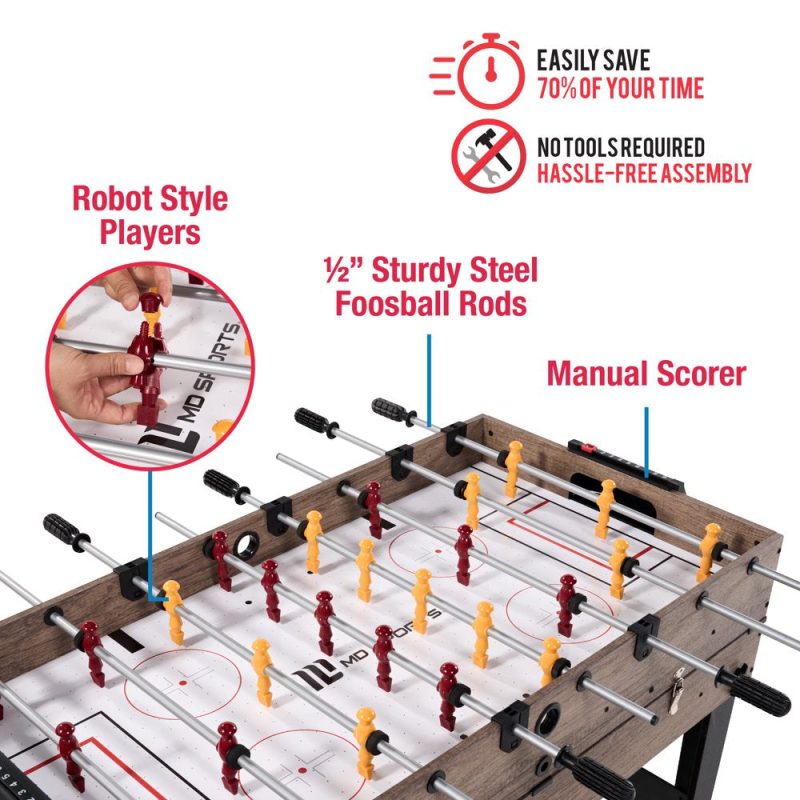MD Sports 48" Combo Air Powered Hockey, Foosball, and Billiard Game Table - Image 6