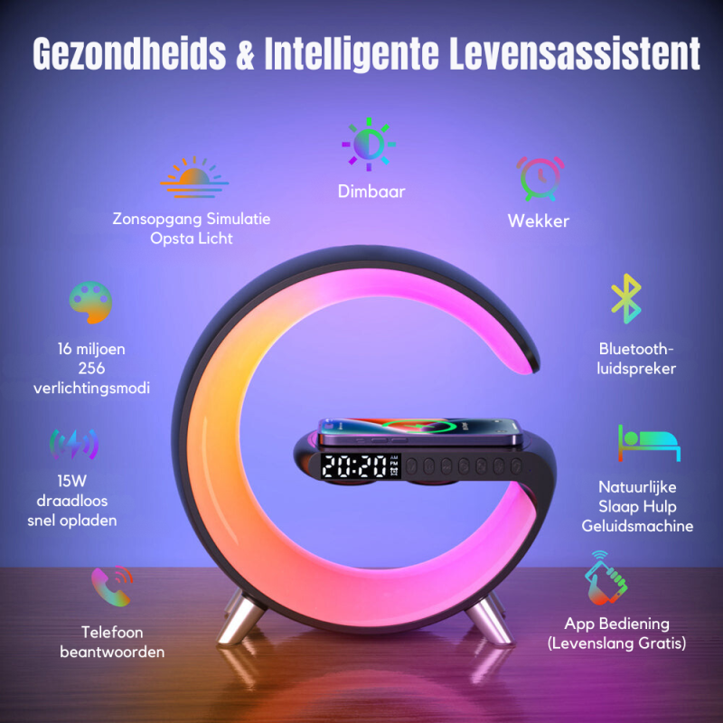 4-in-1 Smart Alarm Clock | Mood Light | Bluetooth Speaker | Wireless Charger - Image 11