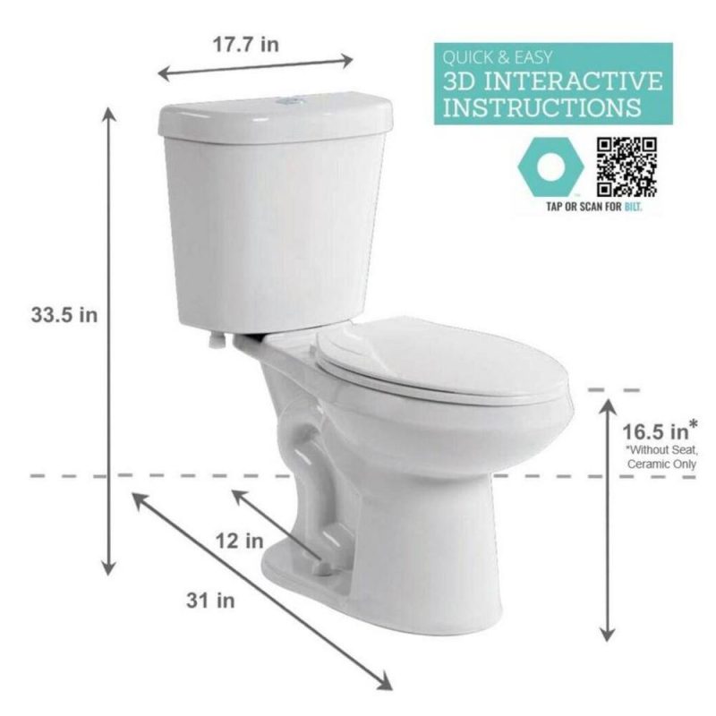 Glacier Bay 2-Piece 1.28 GPF High Efficiency Single Flush Elongated Toilet in White - Image 2