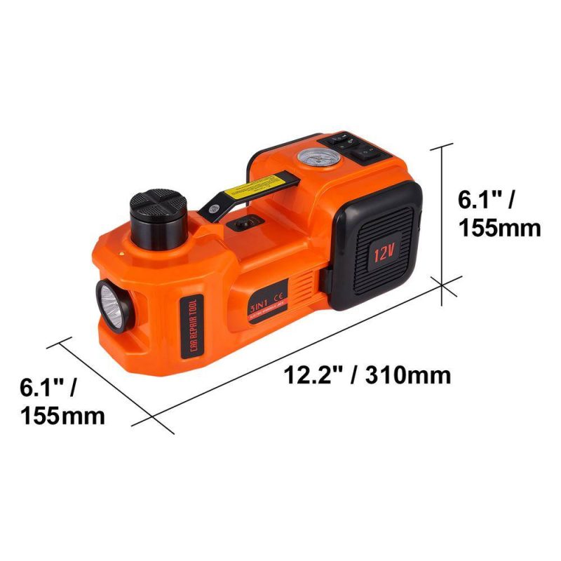 VEVOR 5-Ton 11023 lbs. Electric Hydraulic Jack Car Floor Jack 12V Lift Up To 17.7 in. Height with Built-in Tire Inflator Pump DDYYQJDTJDWC5G95XV9 - Image 7