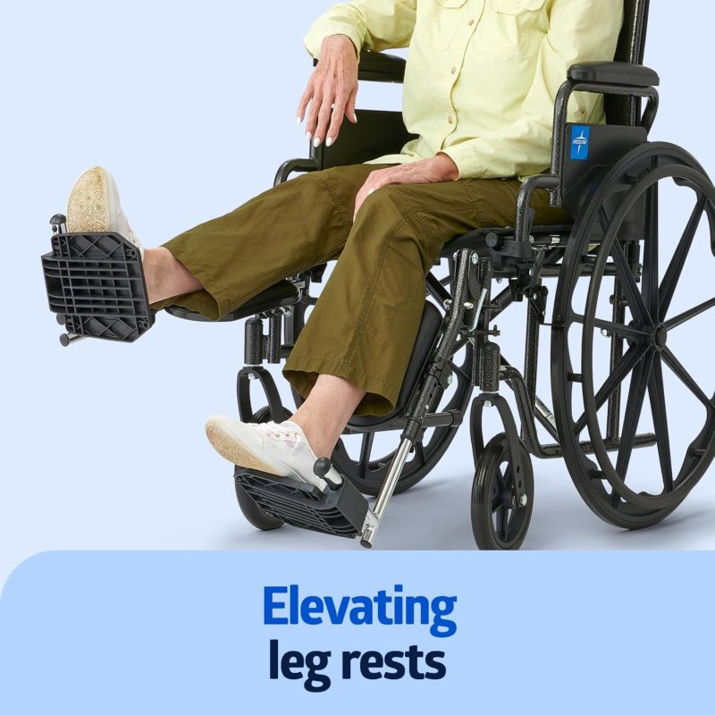 Lightweight Wheelchair for Adults With Swing-Back, Desk-Length Arms, Elevating Leg Rests; 18W" x 16"D Seat - Image 6