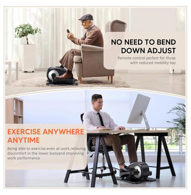 Under Desk Elliptical, Electric Foot Pedal Exerciser, Fully Assembled Seated Elliptical, Compact Portable Elliptical Machine Trainer with Control, Mini Elliptical Leg Exerciser for Home - Image 3