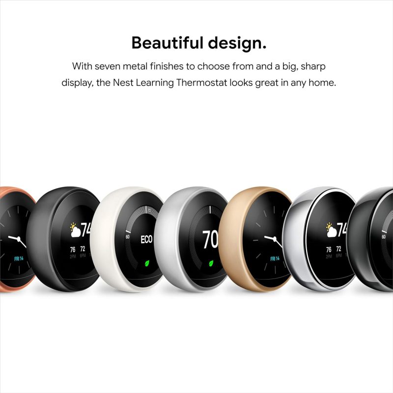 Nest 3rd Gen Learning Thermostat, Programmable Smart, Alexa Compatible, White, Wi-Fi, Energy Saving, Home Use - Image 11