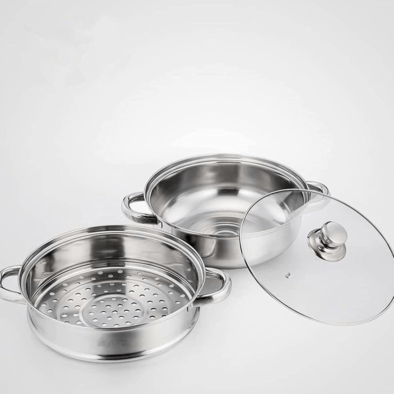 2 Piece Stainless Steel Stack and Steam Pot Set  With Lid - Image 3