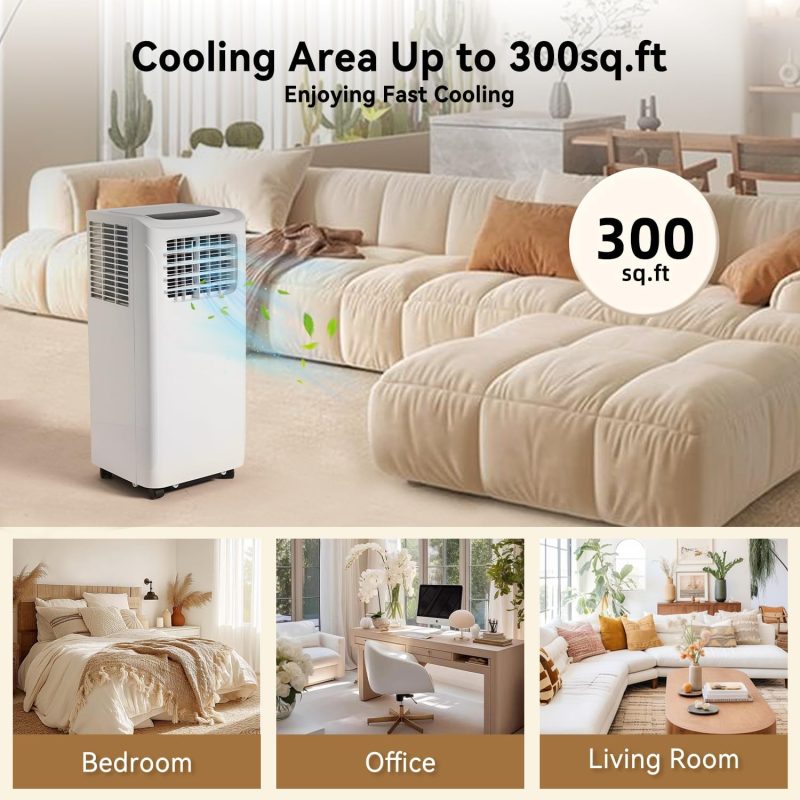 Portable Air Conditioner Cools up to 300 Sq.ft, 4-IN-1 Portable AC Unit with Cooling, Dehumidifier, Fan, 24H Timer (Window Venting Kit Included) - Image 7