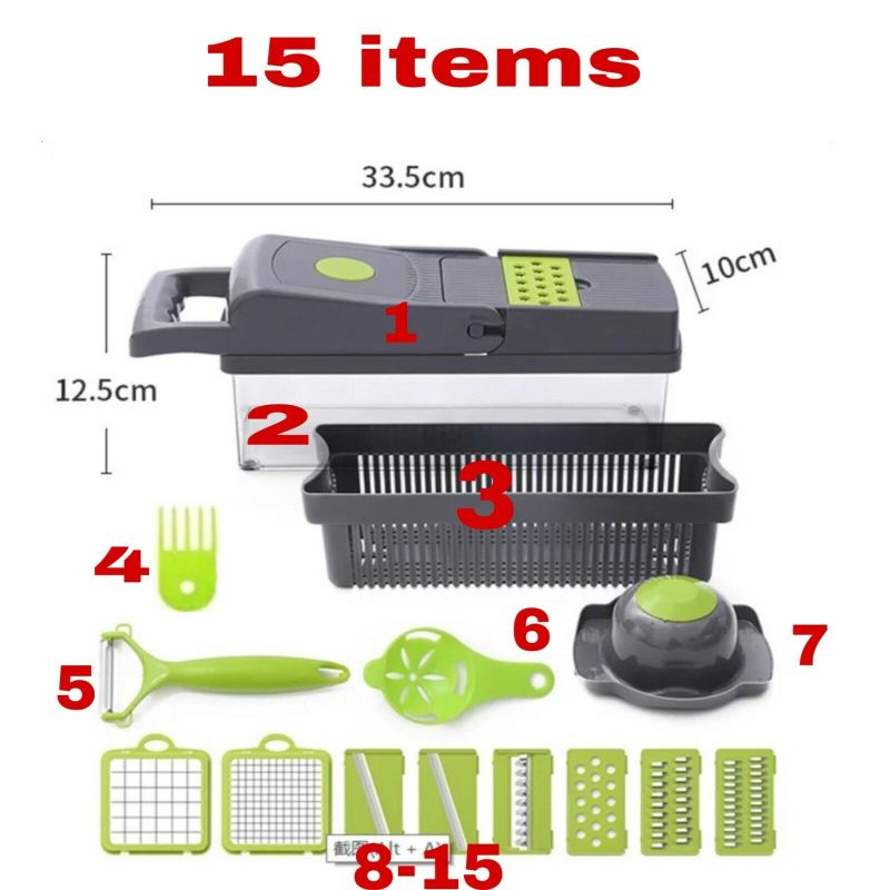 15-In-1 Vegetable Fruit Chopper, Cutter, Veggie Dicer Slicer With Container - Image 2