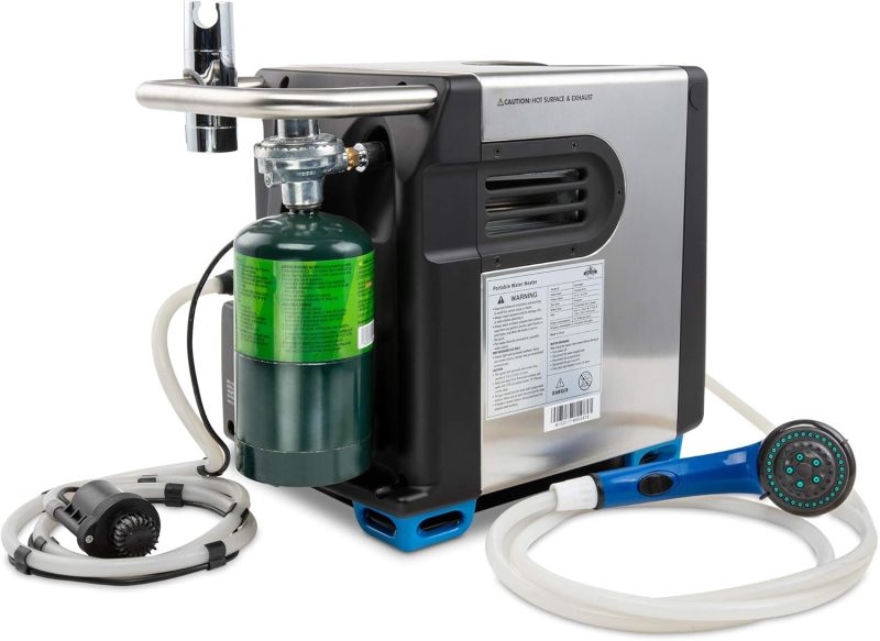 Portable Propane Water Heater & Shower Pump w/Built-in Battery | Compact Outdoor Cleaning & Showering System w/LCD, Safety Shutoff & Carry Case, Instant Hot Water for Camping & Hiking - Image 7
