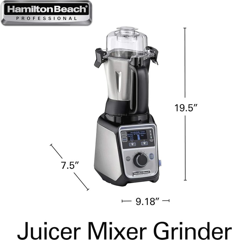 Hamilton Beach Professional 4-in-1 Juicer Mixer Grinder, Commercial-Grade 1400 Watt Motor, 120V, 3 Leakproof Jars, For Wet and Dry Spices, Chutneys and Curries, Engineered in India & USA (58770) - Image 8