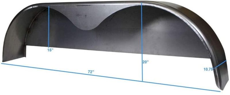 2024 72 10-3/4 Tandem Axle Steel Trailer Fender w/Back Plate Welded In (2-Pack) NO250063 - Image 2