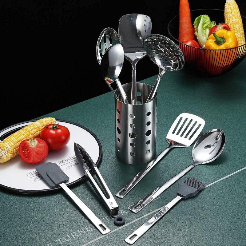 13 Pieces Stainless Steel Cooking Utensils Set With Utensil Holder - Image 7