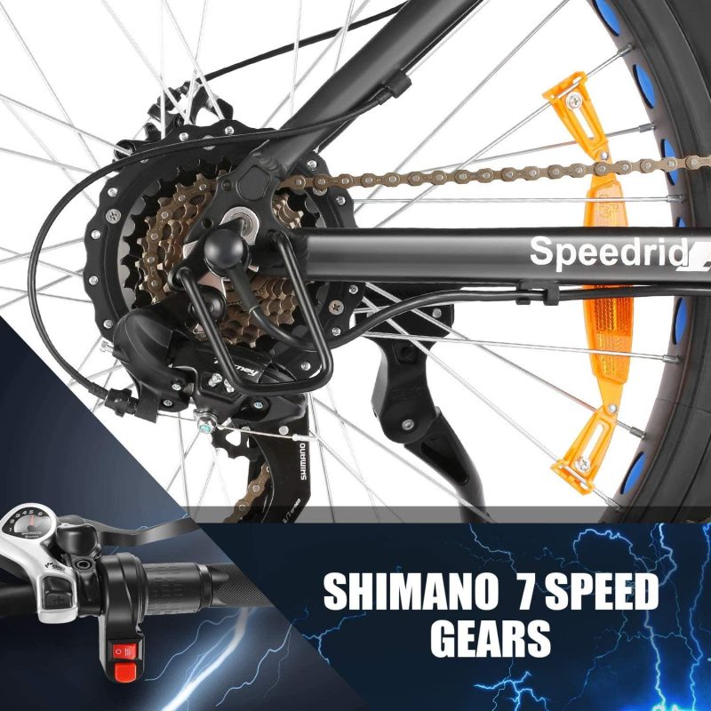 Speedrid Electric Bike 48V 500W Fat Tire Electric Bike Snow Bike 26′′ 4.0, 48V 10Ah Removable Battery and Professional 7 Speed - Image 6