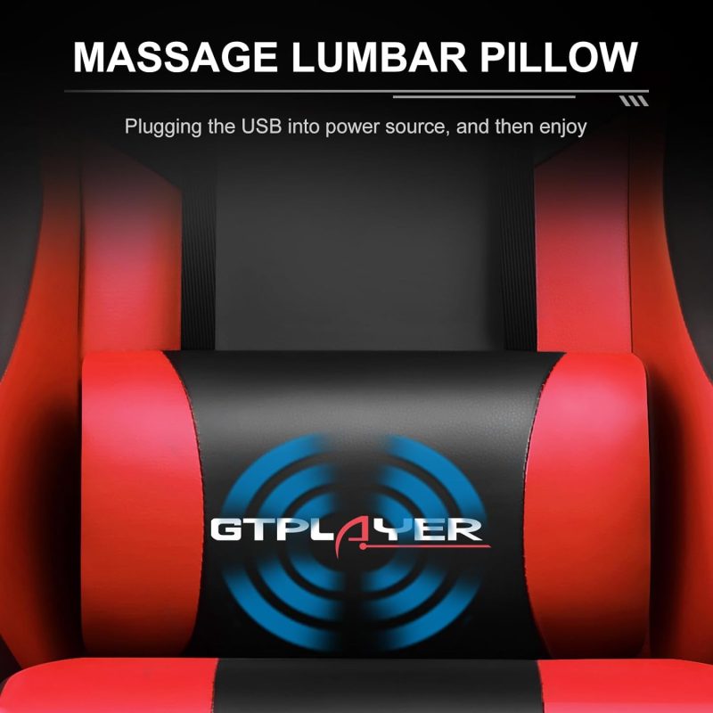 GTPLAYER Gaming Chair, Computer Chair with Footrest and Lumbar Support, Height Adjustable Game Chair with 360  -Swivel Seat and Headrest and for Office or Gaming (White) - Image 22