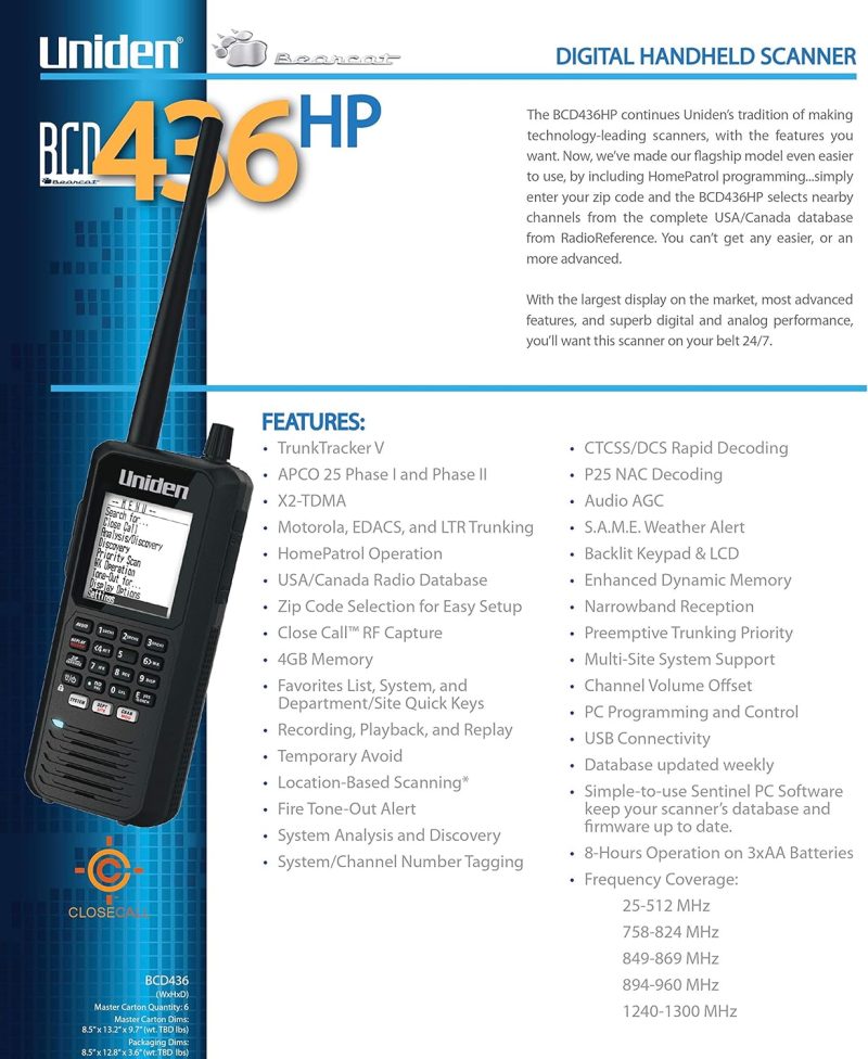 Uniden BCD436HP HomePatrol Digital Handheld Scanner with GPS & Weather Alerts - Image 3
