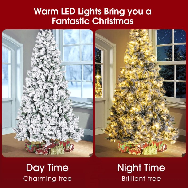 iFanze 6ft Pre-Lit Snow Flocked Christmas Tree with 1000 Tips 250 Warm Lights, Hinged Artificial Holiday Xmas Pine Tree - 图片 11