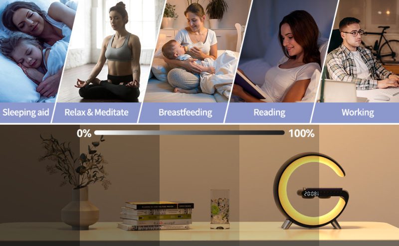 4 in 1 Atmosphere New Intelligent LED Wireless I Phone Charger Sleep Assist Music Night Lamp - Image 5