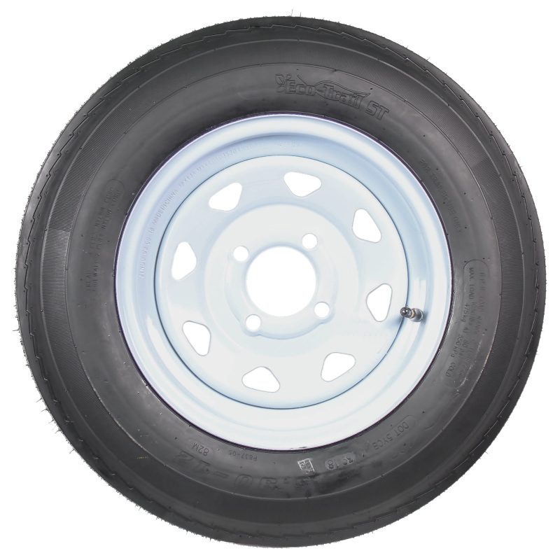 2-Pack Trailer Tires On White Wheel Rims 530-12 5.30-12 5.30 x 12 Load C 4 Lug - Image 2