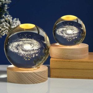 3D Laser Engraved Solar System Crystal Ball with LED Base – Perfect Gift for Space Lovers
