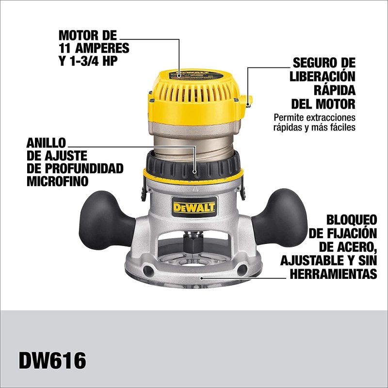 Router, Fixed Base, 1-3/4-HP (DW616) , Yellow - Image 2