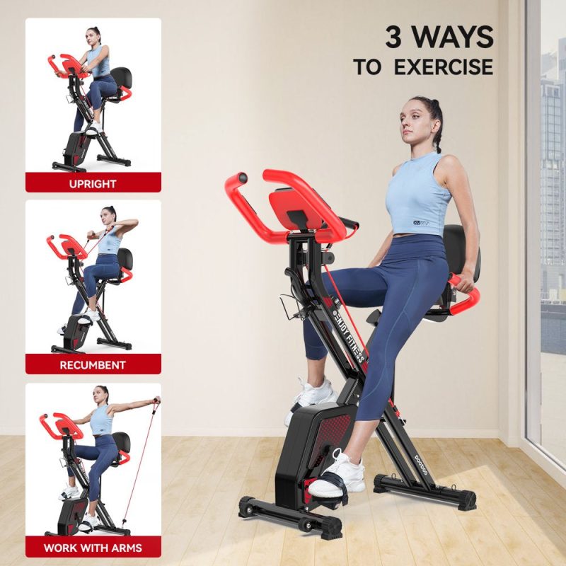 Pooboo 3 In 1 Foldable Exercise Bike Indoor Cycling Bike Workout 300Lb - Image 17