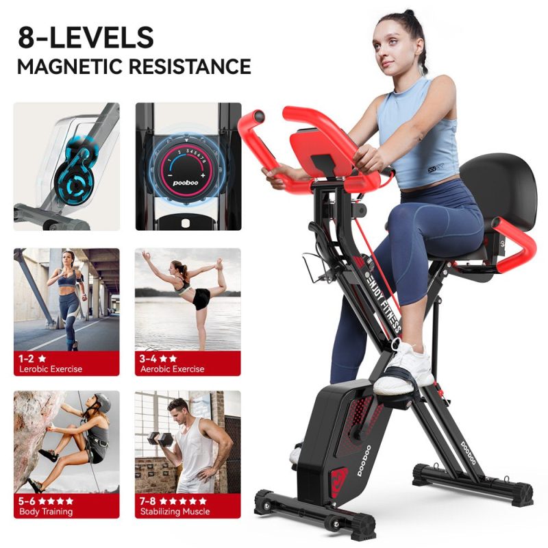 Pooboo 3 In 1 Foldable Exercise Bike Indoor Cycling Bike Workout 300Lb - Image 23