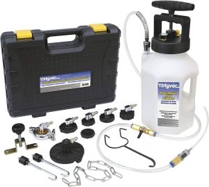 Professional Hydraulic Brake and Clutch Pressure Bleeding System, Integrated Safety and Pressure Relief Valve, 7 Master Cylinder Adapters and Storage Case