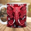 3D Elephant Flowers Mug – Customizable Ceramic Coffee Mug for Animal Lovers