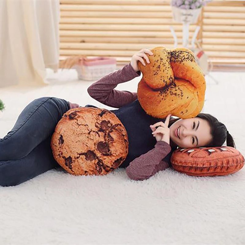 3D Big Funny Food Pizza Donut Hamburger Hotdog Cookie Inspired Design Soft Nap Cushion Decorative Couch Bed Throw Pillows - Image 2