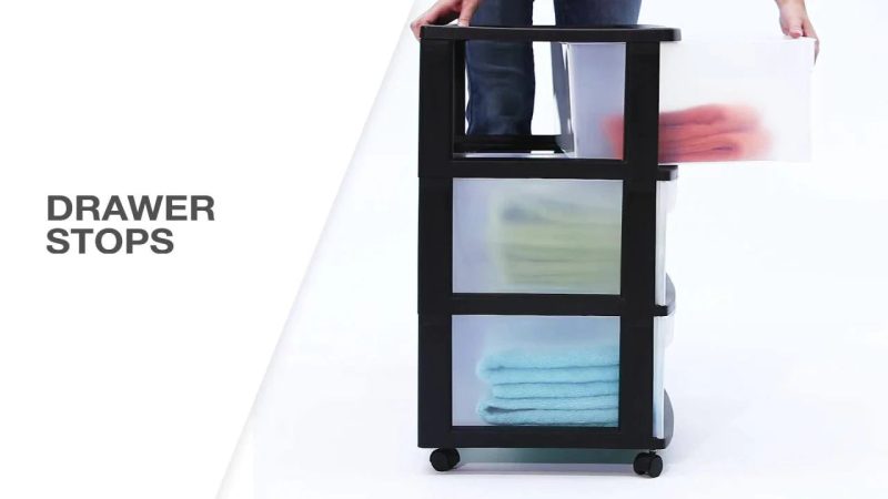 Sterilite Wide 3 Drawer Cart Black - Image 2