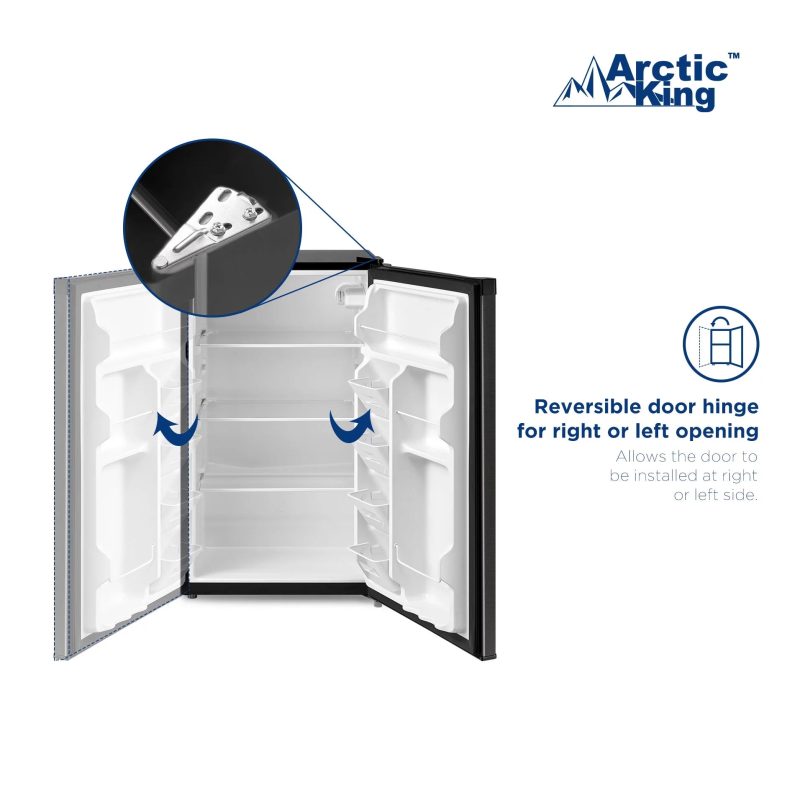 Arctic King 4.4 Cu ft One-Door No Freezer Mini Fridge, Black Stainless Steel Look E-Star, ARM44A5ASL - MadeInUSA - Image 8