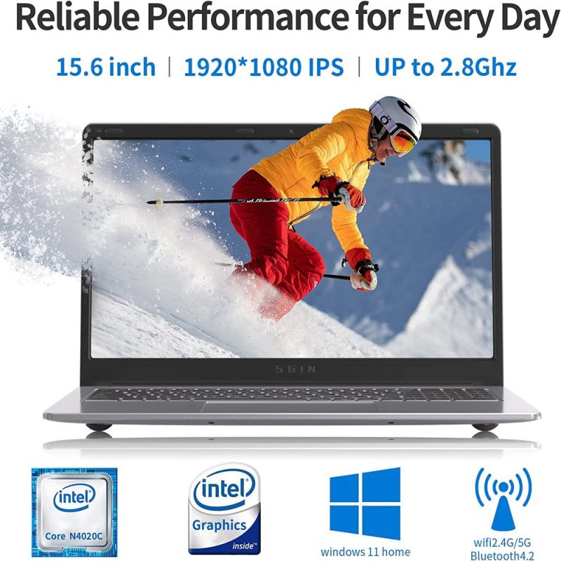 SGIN 15.6Inch Laptop 4GB DDR4 128GB SSD Windows 11 with 4 Core Intel Celeron, Full HD 1920X1080 - Image 3