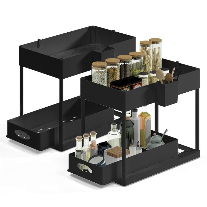1 Pack or 2 Pack Under Sink Organizers with 2 Tier Sliding Drawers - Image 9