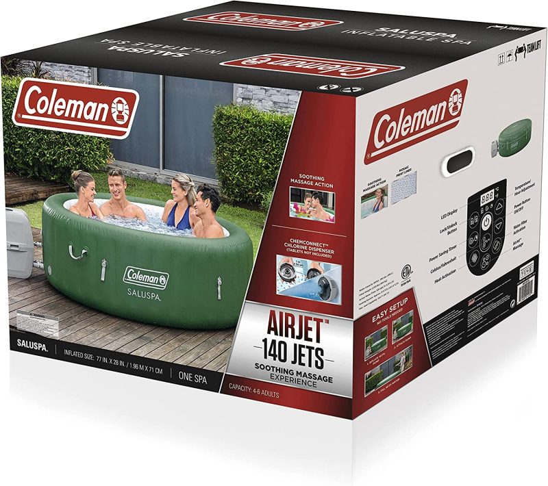 Coleman SaluSpa Tahiti Inflatable Hot Tub Spa, 2-4 Person AirJet Spa – Hot Tub - 图片 20