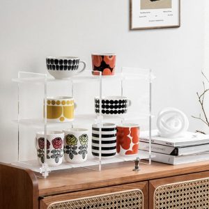 Acrylic Display Frosted Clear Shelf Stand for Home Storage