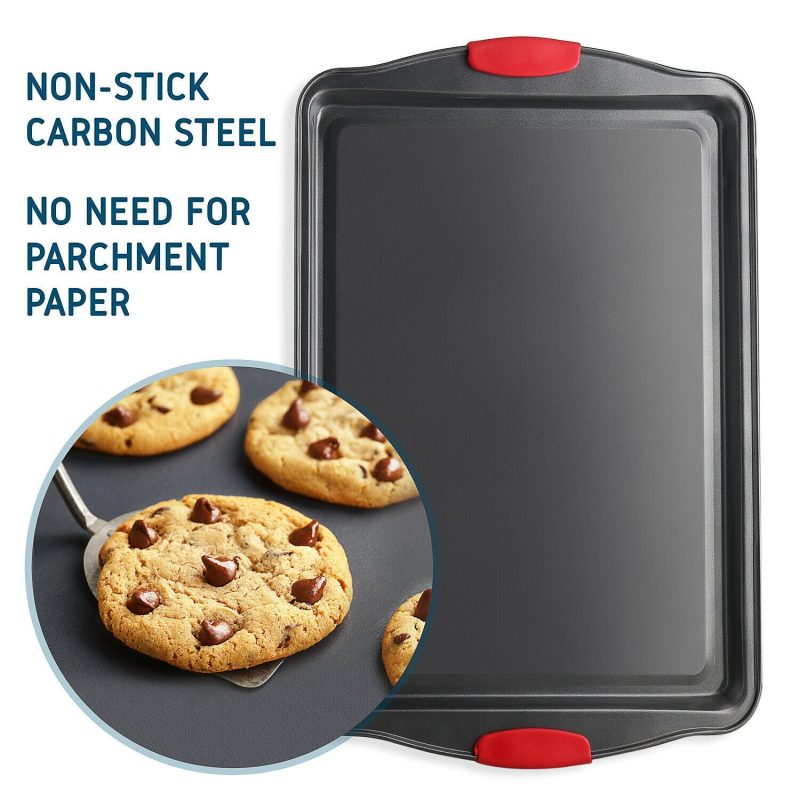 6 Piece Baking Sheet Pan Set Nonstick Cookie Sheets Spatula and Silicon Brushes - Image 4