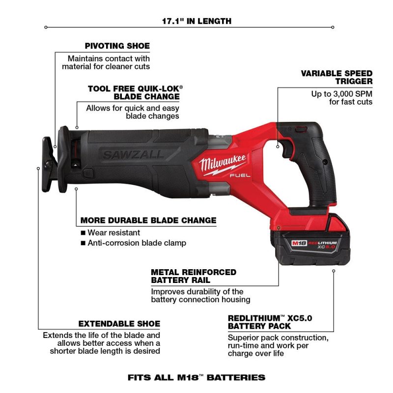 18V M18 FUEL Lithium-Ion Brushless Cordless 7-Tool Combo Kit 5.0 Ah - Image 11