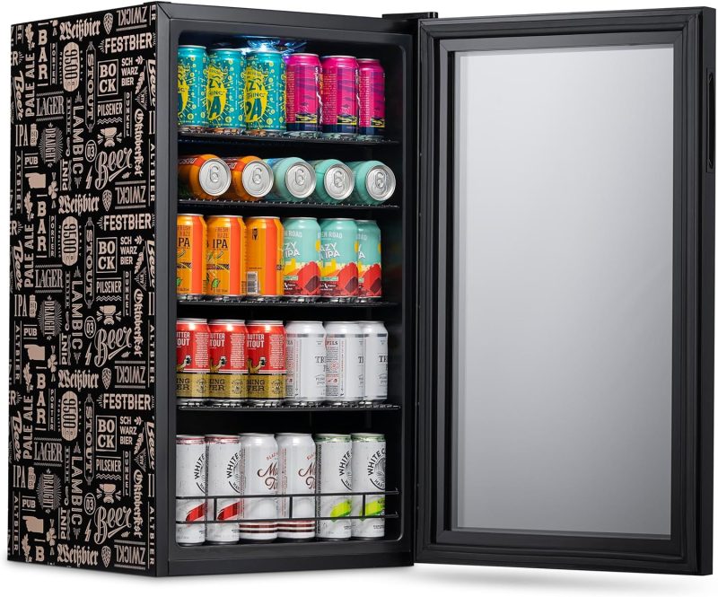 Beverage Refrigerator Cooler | 126 Cans Free Standing with Right Hinge Glass Door | Mini Fridge Beverage Organizer Perfect For Beer, Wine, Soda, And Cooler Drinks - Image 72