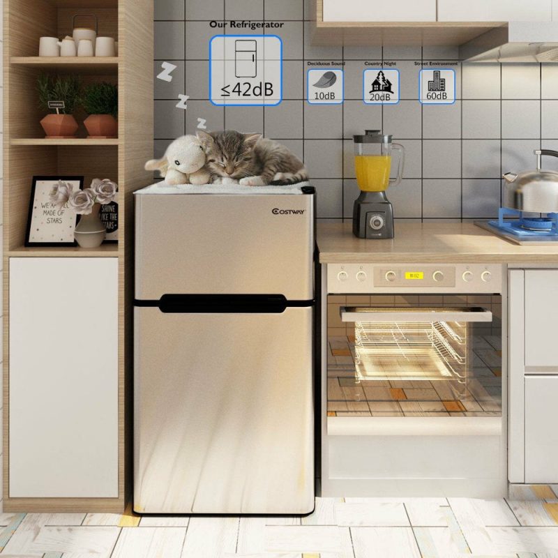Costway Refrigerator Small Freezer Cooler Fridge Compact 3.2 Cu Ft. Unit - Image 3