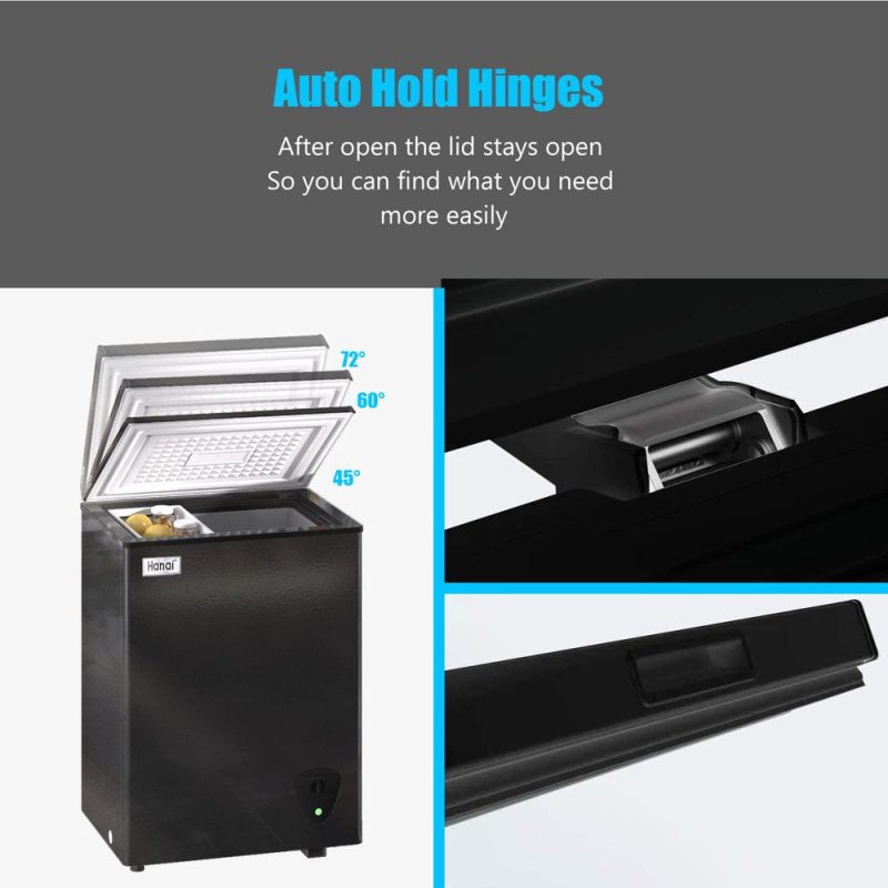 Wanai 3.5 Cu Ft Black Chest Freezer, Energy Efficient with Removable Basket and Adjustable Temperature Control - Image 4