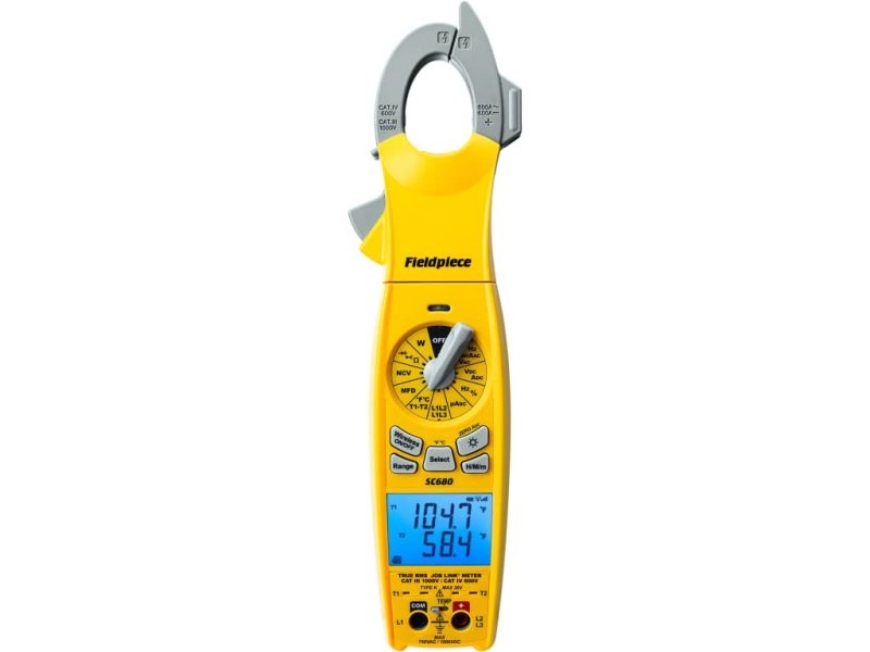 Fieldpiece SC680 Wireless Power Clamp Meter, 1000VDC, True RMS, HVACR, Job Link Compatible