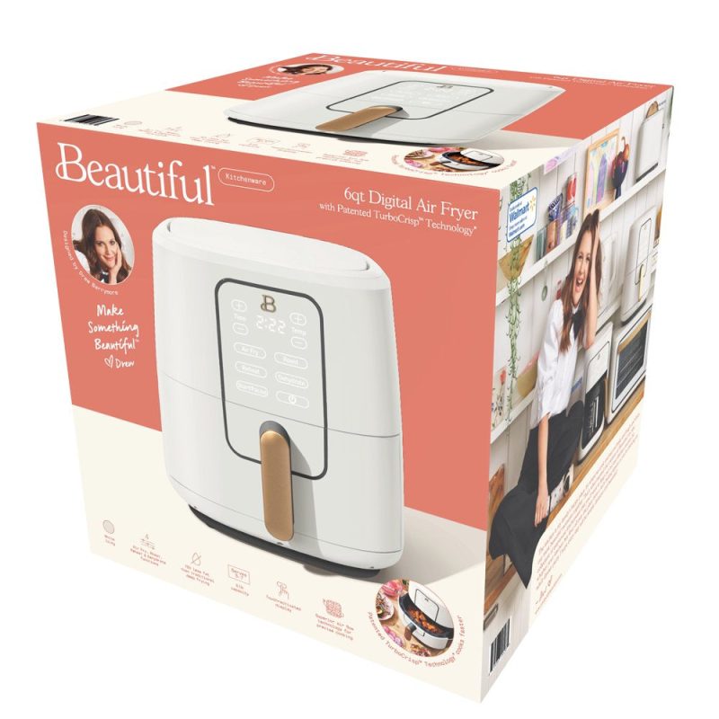 Beautiful 6-Quart Air Fryer with Turbocrisp Technology and Touch-Activated Display, White Icing by Drew Barrymore - Image 8