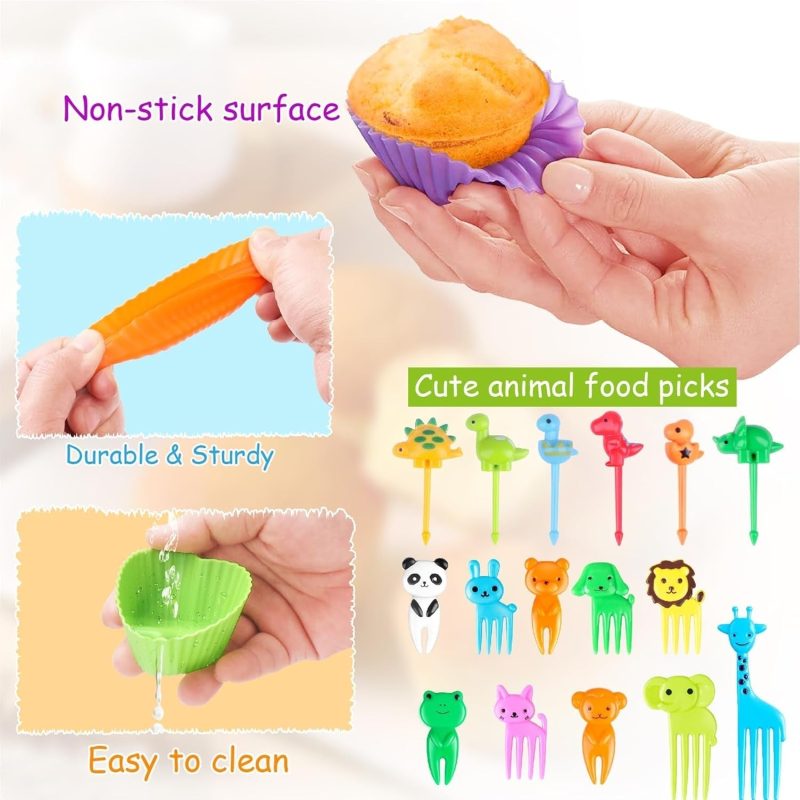 80 Pcs Silicone Lunch Box Dividers for Kids Lunch Accessories Set - Image 4