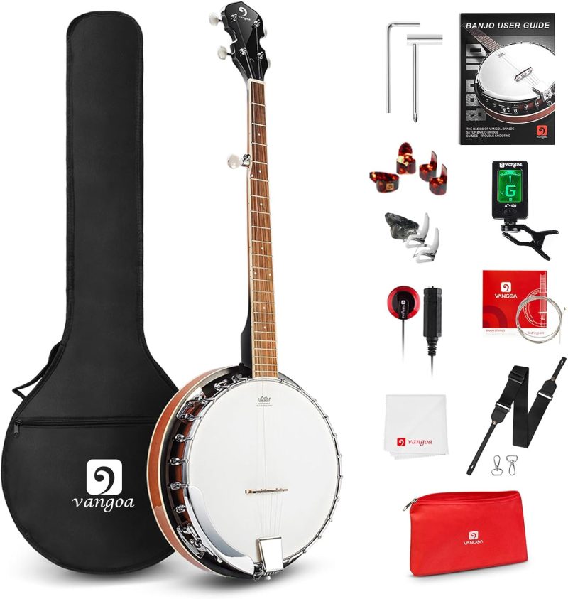 Banjo 5 String Full Size Banjos Set with Resonator, Remo Head, Beginner Banjo Kit with Closed Back, Premium Accessories for Adults, Teenager - Image 3