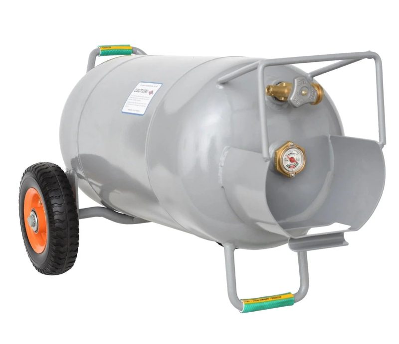 Flame King 40lb Horizontal & Vertical Empty Propane Cylinder with OPD & Wheels - Image 3