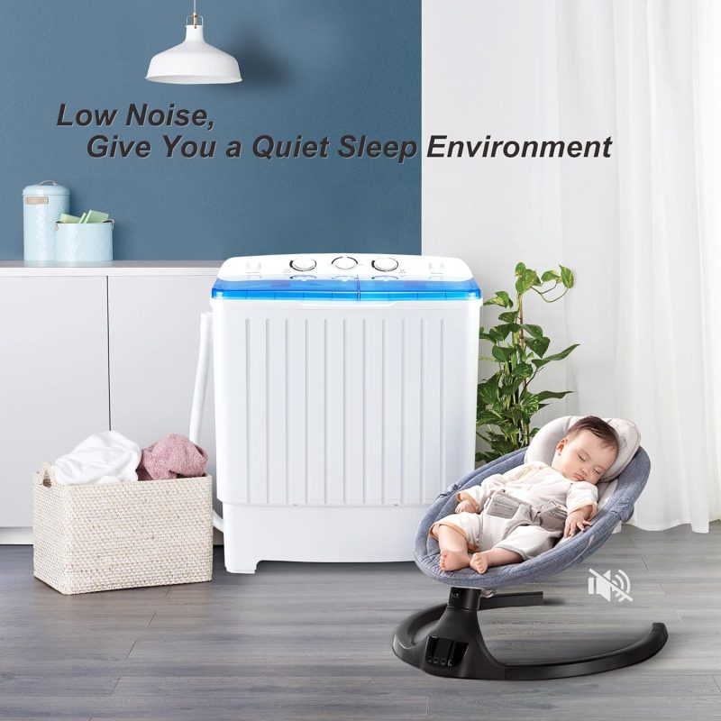 Portable Washing Machine, 15lbs Twin Tub Washer 2 In 1 Mini Compact Laundry Machine, 9lbs+6lbs Washer and Spinner Combo for Dorms, Apartments, RVs(Black) �C 15lbs - Image 45