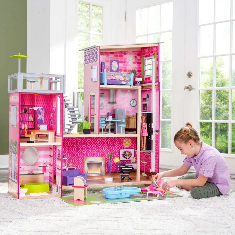 KidKraft Uptown Wooden Dollhouse with 36 Accessories, Ages 4 & up - Image 2