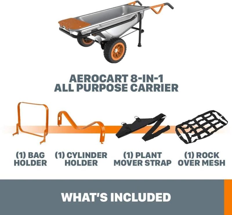 Worx WG050 Aerocart 8-in-1 Yard Cart / Wheelbarrow / Dolly - MadeInUSA - Image 9
