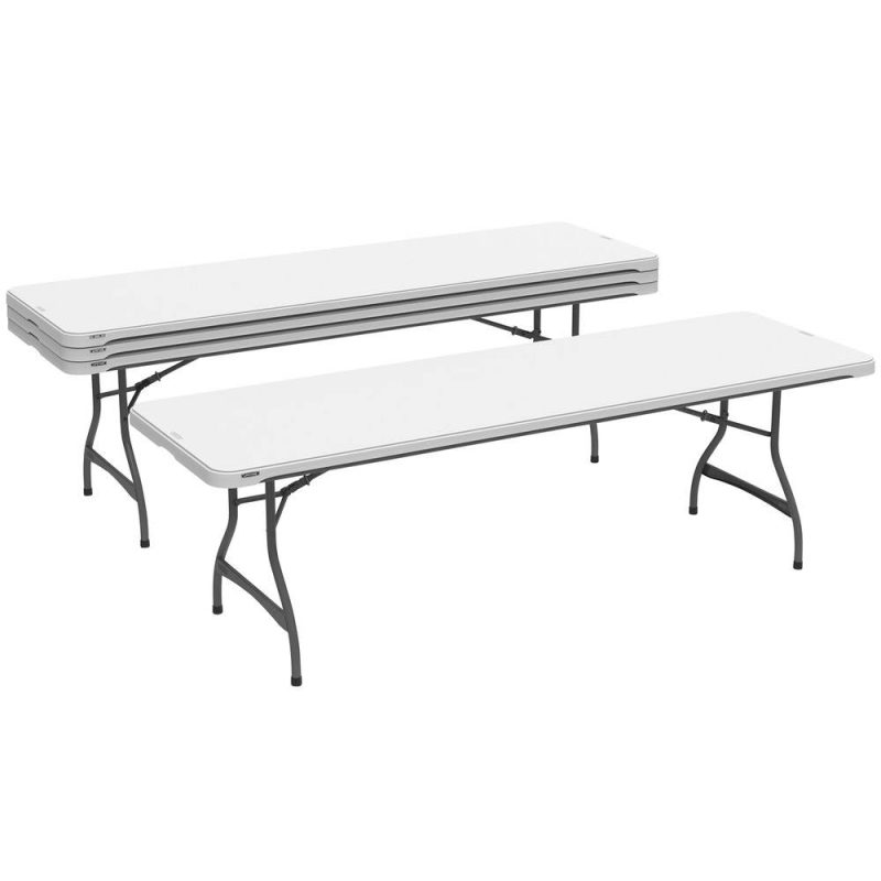 Lifetime 4-Pack Commercial Stacking 8 ft Folding Table – White (80344) - Image 3